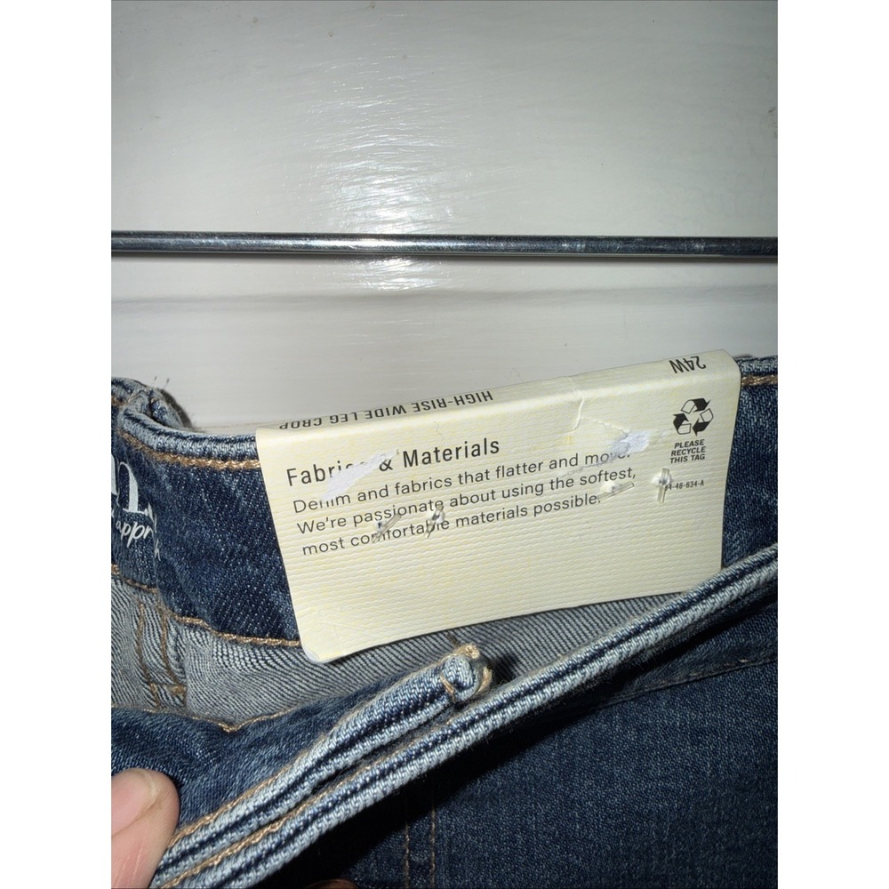 High Rise Jeans Wide Leg Crop Womens 24W Button Fly a.n.a Brand - Picture 12 of 12